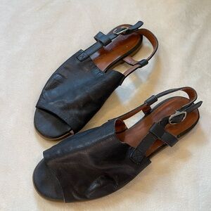 Lucky Brand Black Leather Slingback Sandals size 7.5